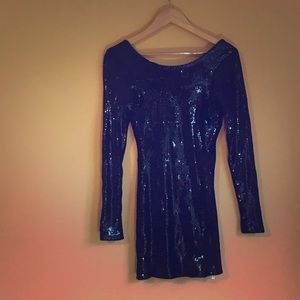 Black sequence long sleeve mini dress
